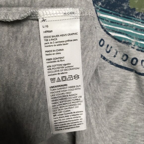 Eddie Bauer T Shirt Adult size Large Gray Short Sleeve Mens Mountain Tee NEW - Picture 6 of 9
